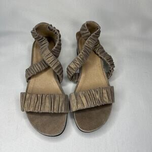 Eileen Fisher Women's Dylan Metallic Suede Demi Wedge Sandal Size 8